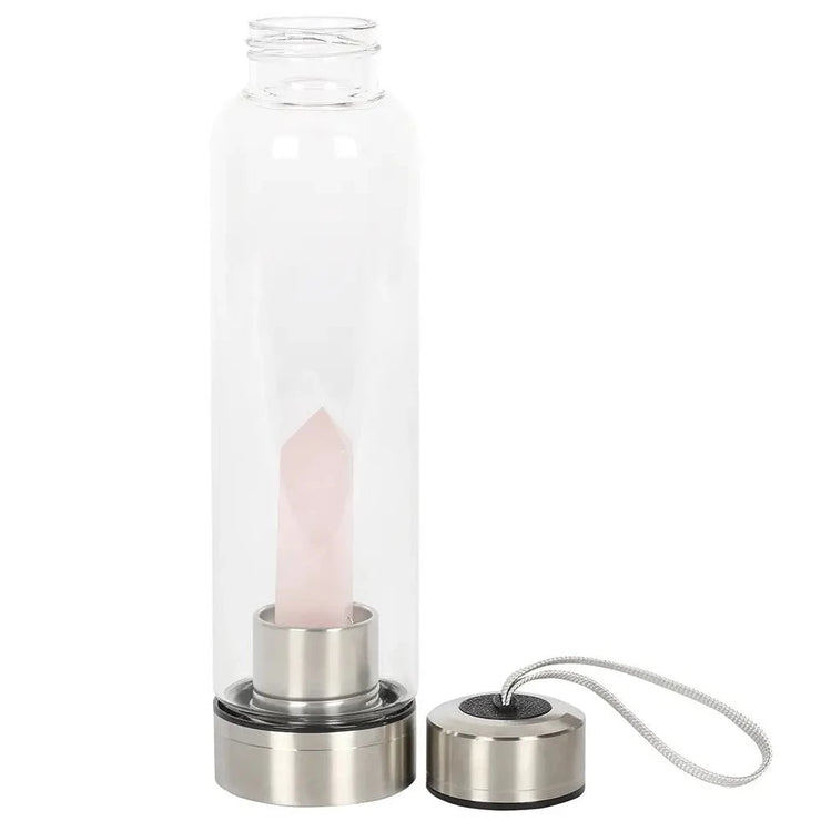 Rose Quartz Purifying Glass Water Crystal Bottle