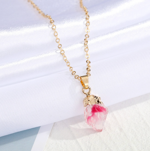 Natural Stone Resin Pendant Necklace