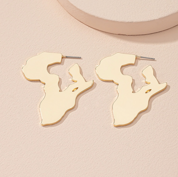 Simple Hollow Africa Map Earrings